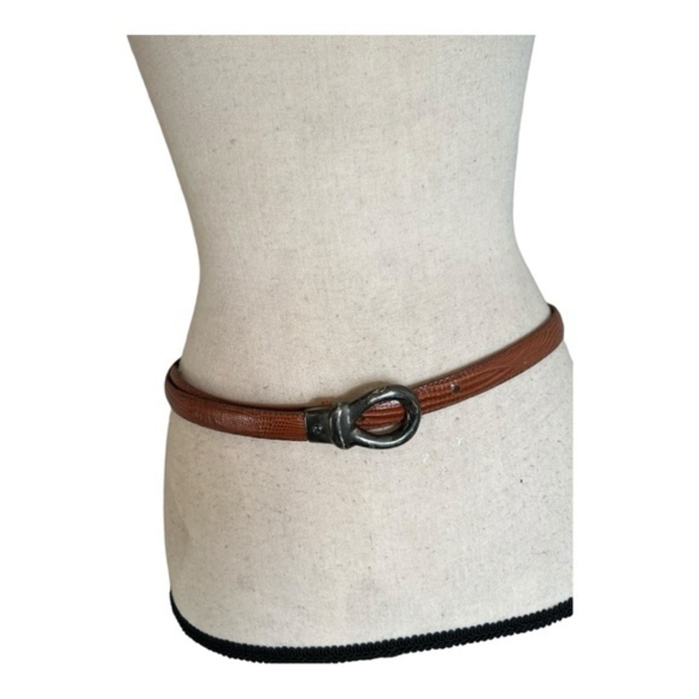 Brian Toohey Vintage Sterling Silver Genuine Leather Lizard Skin slimBelt Size L